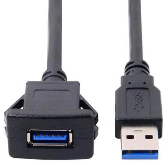Alt view image 3 of 6 - CYSM 1m Waterproof Single USB 3.0 Extension Latch Mount Car AUX Cable for Dashboard Panel