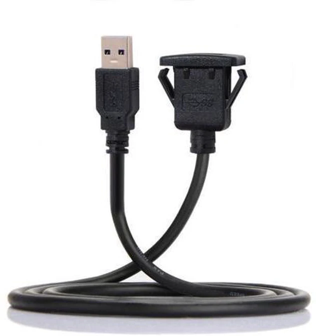 Alt view image 5 of 6 - CYSM 1m Waterproof Single USB 3.0 Extension Latch Mount Car AUX Cable for Dashboard Panel