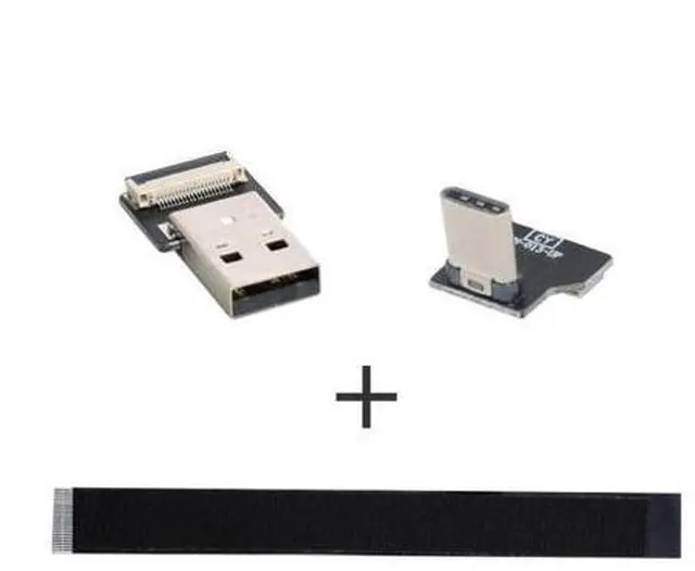 Alt view image 4 of 6 - 2.0M Up Down Angled USB 2.0 Type-A Male to USB-C Type-C Male Data Flat Slim FPC Cable for FPV & Disk & Phone