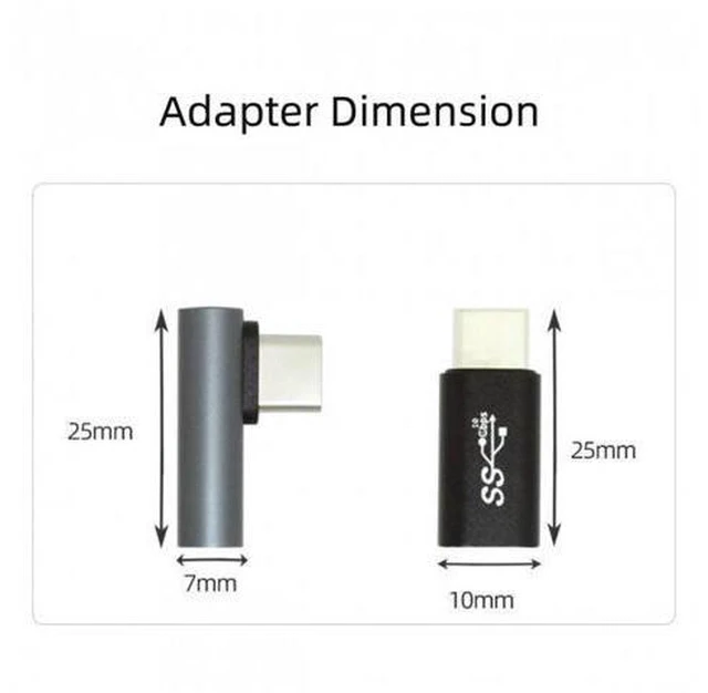 Alt view image 7 of 7 - SM 2pcs/lot Low Profile Angled & Straight USB 3.1 Type C Male to USB-C Female Power Data 10Gbps Adapter for NS Switch & Phone