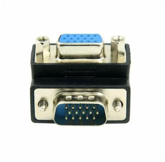 Main image of Down Angled 90 Degree VGA RGB HDB15Pin Screw Type Male to Female Nut Type Extension Adapter for Monitor Displays