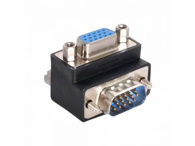 Alt view image 7 of 7 - Down Angled 90 Degree VGA RGB HDB15Pin Screw Type Male to Female Nut Type Extension Adapter for Monitor Displays