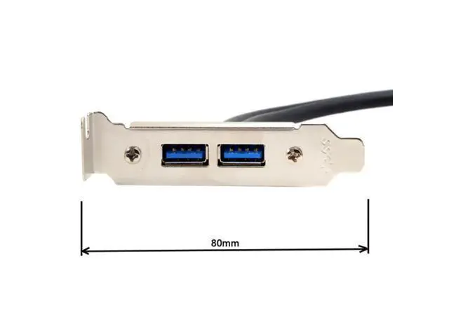 Alt view image 5 of 5 - Low Profile 95mm Height USB 3.0 Female Back panel to Motherboard 20pin cable with PCI bracket 40cm U3-126