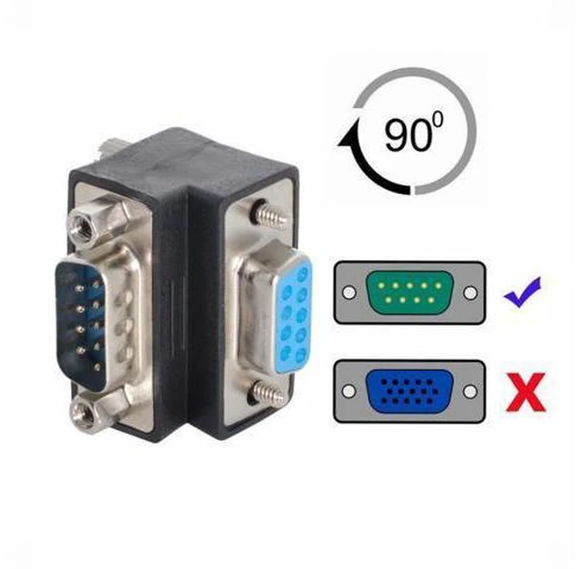 Alt view image 7 of 7 - D-Sub RS232 9Pin DB9P Male to Female Down Angled 90 Degree Extension Adapter