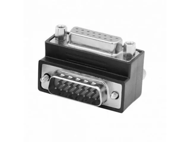 Alt view image 2 of 6 - Down 90 Degree Angled DSUB D-subminiature 15pin Male to Female Extension Adapter DB Connector