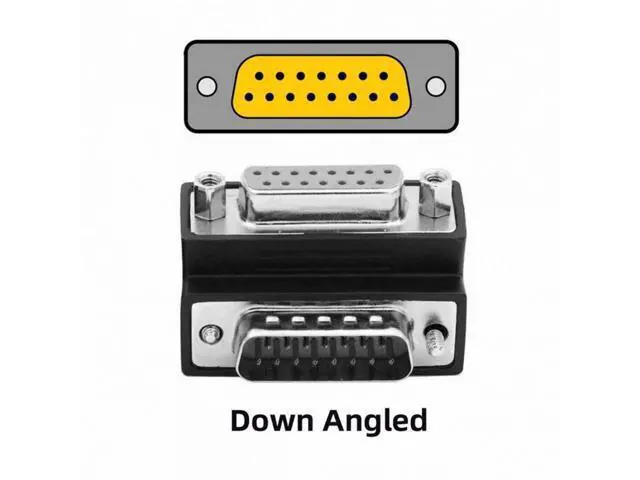 Alt view image 4 of 6 - Down 90 Degree Angled DSUB D-subminiature 15pin Male to Female Extension Adapter DB Connector