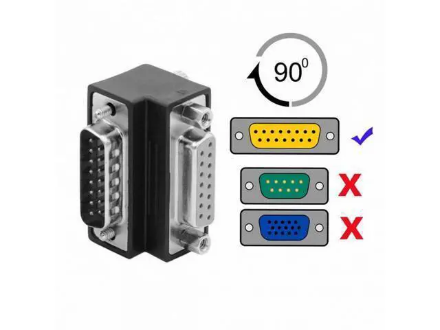 Alt view image 5 of 6 - Down 90 Degree Angled DSUB D-subminiature 15pin Male to Female Extension Adapter DB Connector