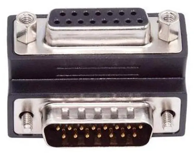 Main image of Up 90 Degree Angled DSUB D-subminiature 15pin Male to Female Extension Adapter DB Connector