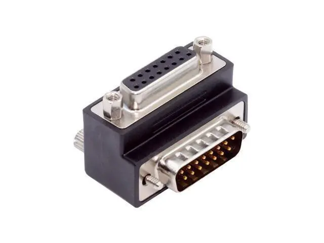 Alt view image 2 of 6 - Up 90 Degree Angled DSUB D-subminiature 15pin Male to Female Extension Adapter DB Connector