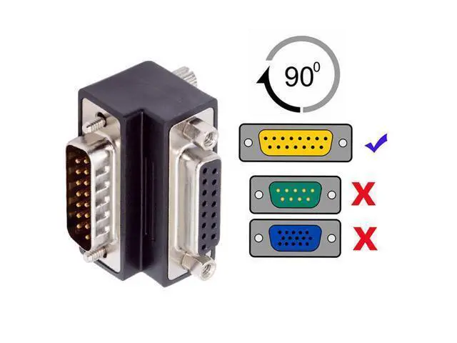 Alt view image 5 of 6 - Up 90 Degree Angled DSUB D-subminiature 15pin Male to Female Extension Adapter DB Connector
