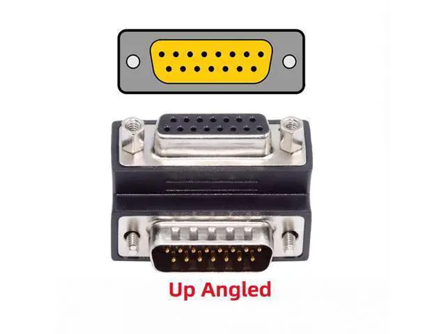 Alt view image 4 of 6 - Up 90 Degree Angled DSUB D-subminiature 15pin Male to Female Extension Adapter DB Connector