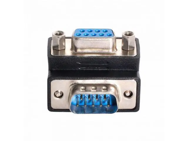 Main image of Down Angled 90 Degree RS232 D-Sub 9Pin Male Screw Type to Female Nut Type Extension Adapter