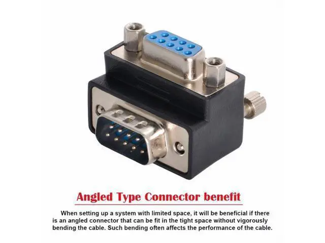 Alt view image 6 of 7 - Down Angled 90 Degree RS232 D-Sub 9Pin Male Screw Type to Female Nut Type Extension Adapter