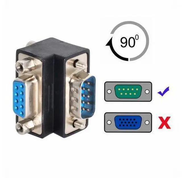 Alt view image 7 of 7 - Down Angled 90 Degree RS232 D-Sub 9Pin Male Screw Type to Female Nut Type Extension Adapter