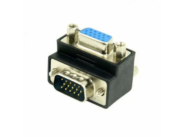 Alt view image 2 of 7 - Down Angled 90 Degree VGA RGB HDB15Pin Screw Type Male to Female Nut Type Extension Adapter for Monitor Displays