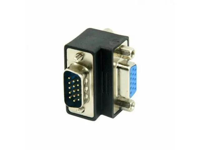 Alt view image 3 of 7 - Down Angled 90 Degree VGA RGB HDB15Pin Screw Type Male to Female Nut Type Extension Adapter for Monitor Displays