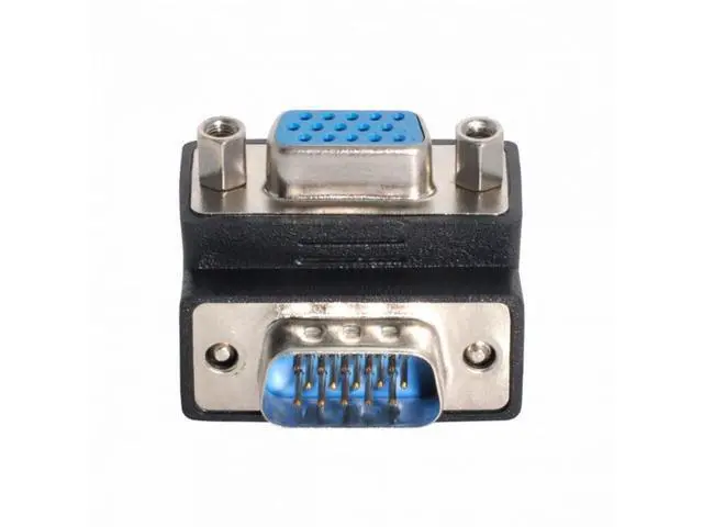 Alt view image 5 of 7 - Down Angled 90 Degree VGA RGB HDB15Pin Screw Type Male to Female Nut Type Extension Adapter for Monitor Displays