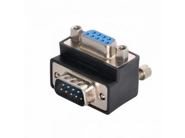 Alt view image 2 of 7 - Down Angled 90 Degree RS232 D-Sub 9Pin Male Screw Type to Female Nut Type Extension Adapter