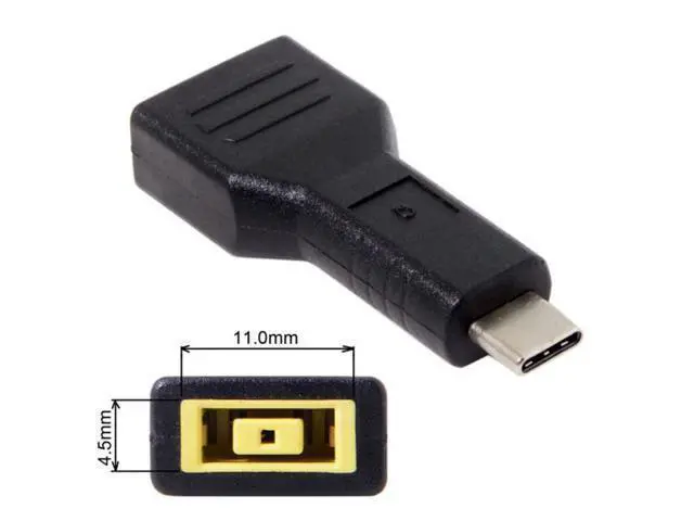 Alt view image 3 of 5 - SM Rectangle Jack Lenovo Input to USB-C Type-C Power Plug Charge Adapter for Laptop Phone