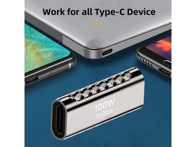 Alt view image 2 of 7 - USB4 Type-C Female to Female 100W Power 20Gbps Data 8K Video Extender Adapter for NS Phone Laptop