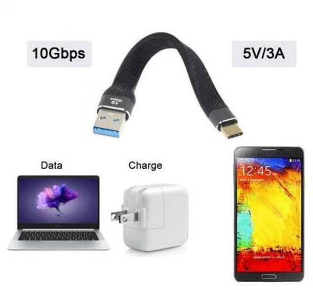 Alt view image 7 of 7 - 10Gbps USB 3.1 Type C Male Host to USB3.0 Type A Male Flat Slim FPC Data Cable for Laptop Phone
