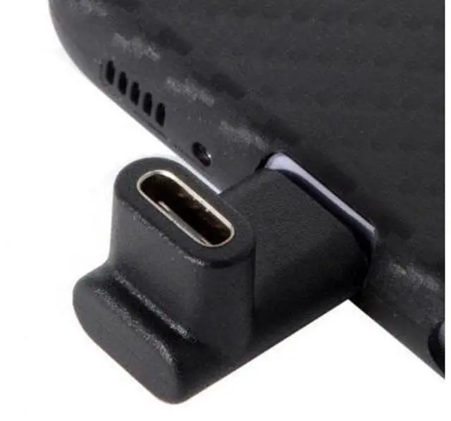 Alt view image 4 of 7 - SM 90 Degree Up or Down Angled Reversible USB 3.1 Type-C Male to Female Extension Adapter for Laptop & Phone