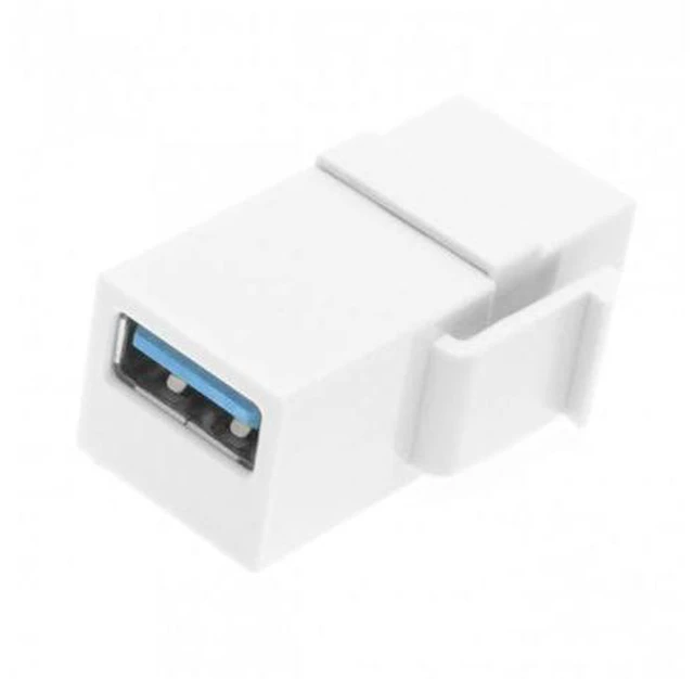 Alt view image 3 of 6 - HKCY U3-059-WH USB 3.0 A Female to A Female Extension Keystone Jack Coupler Adapter for Wall Plate Panel USB Cable