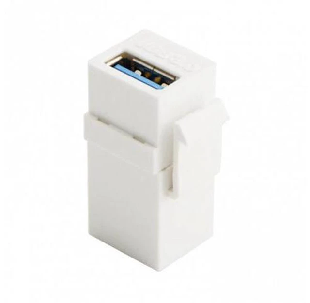 Alt view image 4 of 6 - HKCY U3-059-WH USB 3.0 A Female to A Female Extension Keystone Jack Coupler Adapter for Wall Plate Panel USB Cable