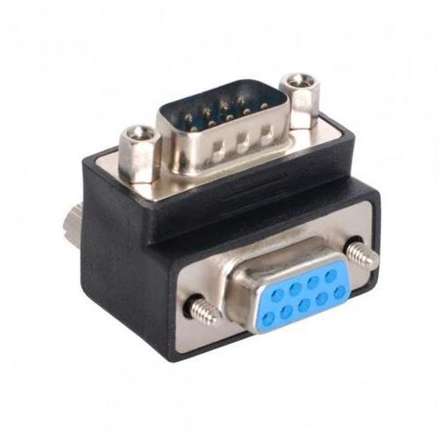 Alt view image 7 of 7 - SM D-Sub RS232 9Pin Male to Female Down Angled 90 Degree Extension Adapter