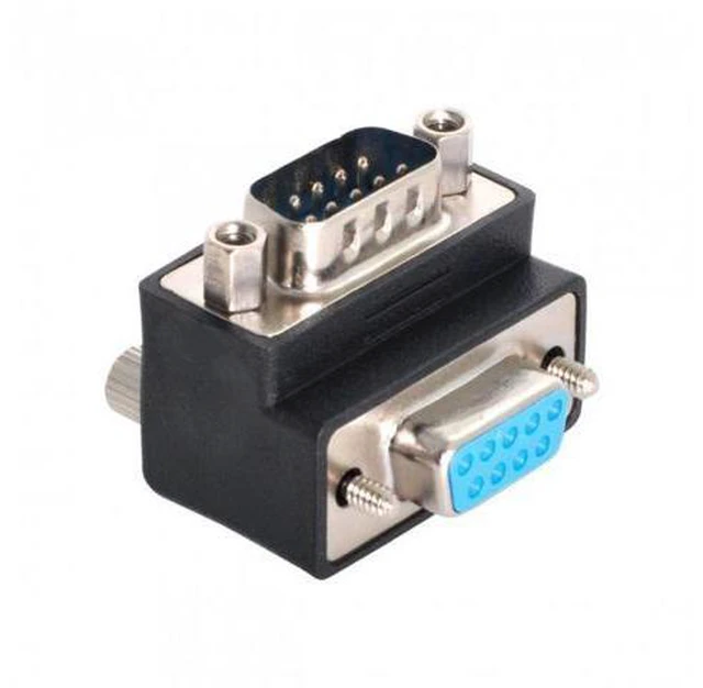 Alt view image 7 of 7 - CYSM D-Sub RS232 9Pin Male to Female Up Angled 90 Degree Extension Adapter