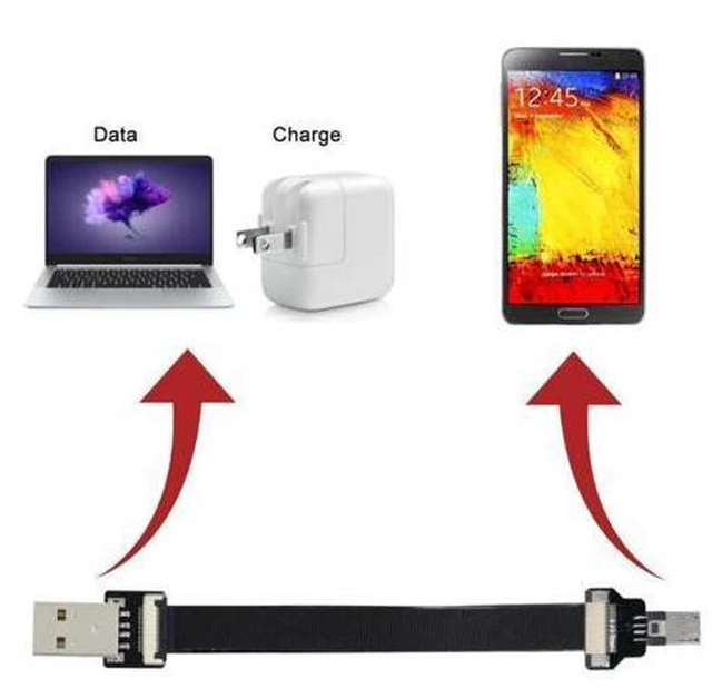 Main image of 2.0M USB 2.0 Type-A Male to Micro USB 5Pin Male Data Flat Slim FPC Cable for FPV & Disk & Phone