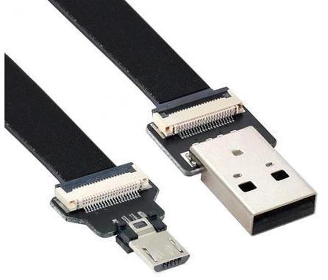 Alt view image 2 of 7 - 2.0M USB 2.0 Type-A Male to Micro USB 5Pin Male Data Flat Slim FPC Cable for FPV & Disk & Phone