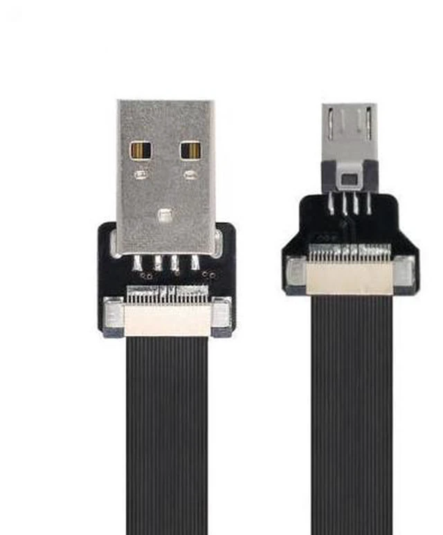 Alt view image 4 of 7 - 2.0M USB 2.0 Type-A Male to Micro USB 5Pin Male Data Flat Slim FPC Cable for FPV & Disk & Phone