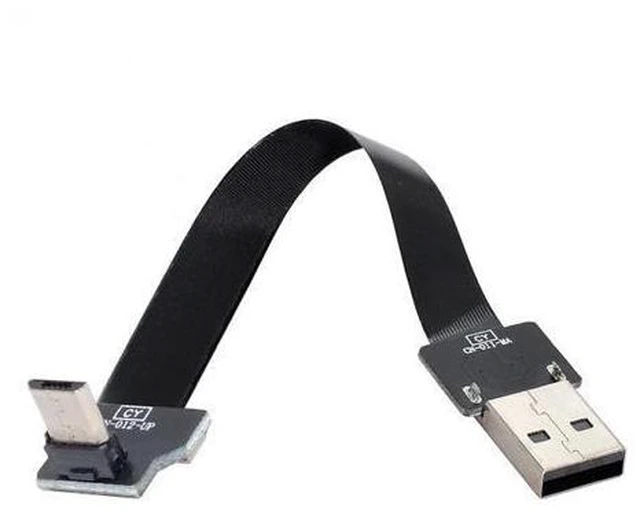Alt view image 3 of 7 - 2.0M Up Angled USB 2.0 Type-A Male to Micro USB 5Pin Male Data Flat Slim FPC Cable for FPV & Disk & Phone