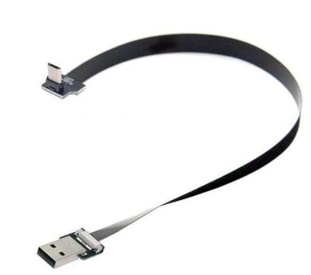 Alt view image 4 of 7 - 2.0M Up Angled USB 2.0 Type-A Male to Micro USB 5Pin Male Data Flat Slim FPC Cable for FPV & Disk & Phone