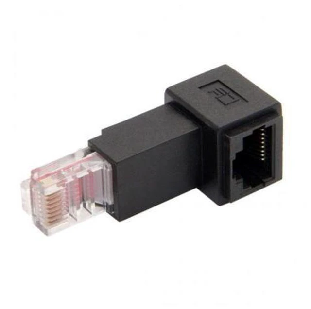 Alt view image 3 of 6 - SM Up Angled 90 Degree 8P8C FTP STP UTP Cat 5e Male to Female Lan Ethernet Network Extension Adapter
