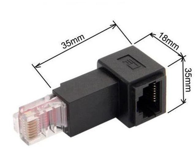 Alt view image 5 of 6 - SM Up Angled 90 Degree 8P8C FTP STP UTP Cat 5e Male to Female Lan Ethernet Network Extension Adapter