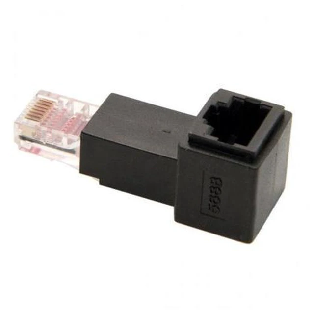 Alt view image 4 of 6 - SM Up Angled 90 Degree 8P8C FTP STP UTP Cat 5e Male to Female Lan Ethernet Network Extension Adapter