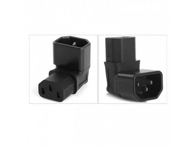 Alt view image 6 of 7 - SM IEC Male C14 to Down Right Angled 90 Degree IEC Female C13 Power Extension Adapter