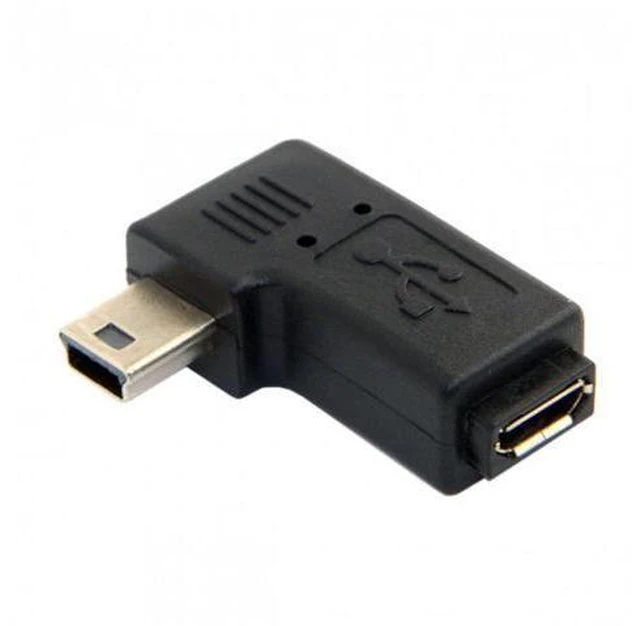 Main image of SM 90 Degree Left Angled Mini USB Male to Micro USB Female Data Sync Power Adapter