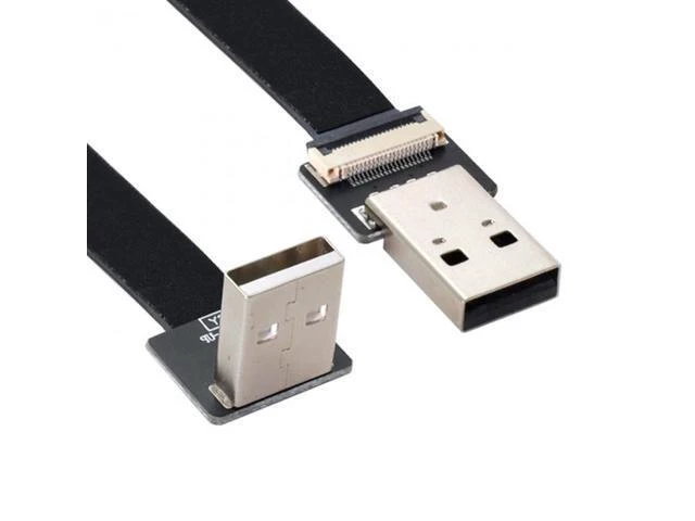 Alt view image 2 of 6 - 0.2M Up Angled USB 2.0 Type-A Male to Type-A Male Data Flat Slim FPC Cable 90 Degree for FPV & Disk & Scanner & Printer