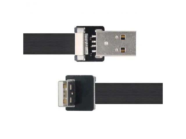 Alt view image 3 of 6 - 0.2M Up Angled USB 2.0 Type-A Male to Type-A Male Data Flat Slim FPC Cable 90 Degree for FPV & Disk & Scanner & Printer