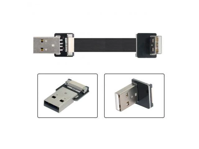 Alt view image 4 of 6 - 0.2M Up Angled USB 2.0 Type-A Male to Type-A Male Data Flat Slim FPC Cable 90 Degree for FPV & Disk & Scanner & Printer