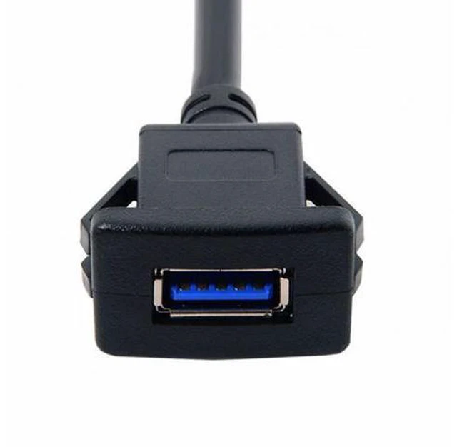 Alt view image 3 of 5 - 1m Waterproof Single USB 3.0 Extension Latch Mount Car AUX Cable for Dashboard Panel