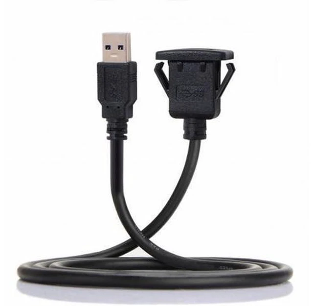 Alt view image 5 of 5 - 1m Waterproof Single USB 3.0 Extension Latch Mount Car AUX Cable for Dashboard Panel