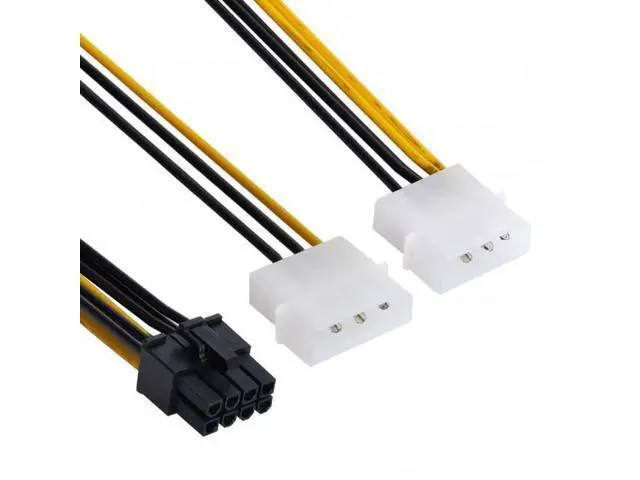 Alt view image 5 of 7 - HKCY SA-137 Dual Molex 4pin IDE to 8 Pin PCI-E Power Lead Cable for Asus MSI VGA Video Graphic Card