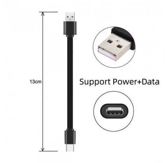 Alt view image 3 of 7 - HKCY UC-096-BK-0.13M 13cm USB 2.0 Type-A Male to USB-C Type-C Male Male Data Flat Slim FPC Cable for FPVDiskPhone