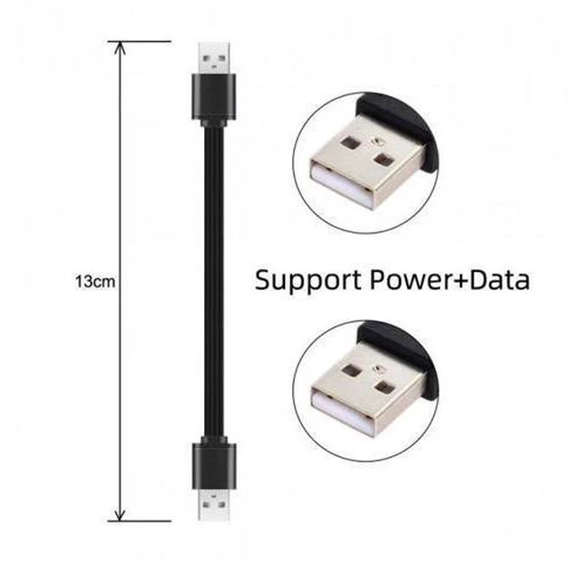 Alt view image 4 of 7 - HKCY U2-028-BK-0.13M 13cm USB 2.0 Type-A Male to Type-A Male Male Data Flat Slim FPC Cable for FPVDiskPhone