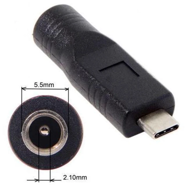 Alt view image 3 of 6 - SM DC Jack 5.5*2.1mm Input to USB-C Type-C Power Plug Charge Adapter for Laptop Phone