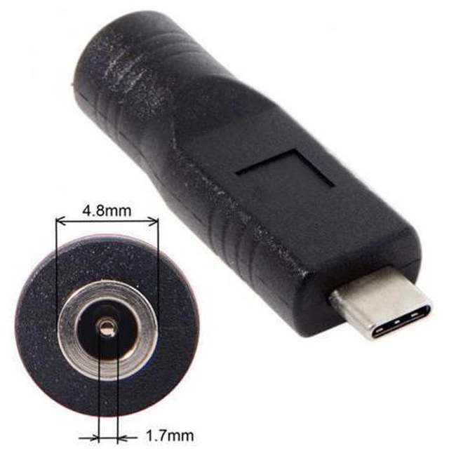 Alt view image 3 of 6 - SM DC Jack 4.8*1.7mm Input to USB-C Type-C Power Plug Charge Adapter for Laptop Phone